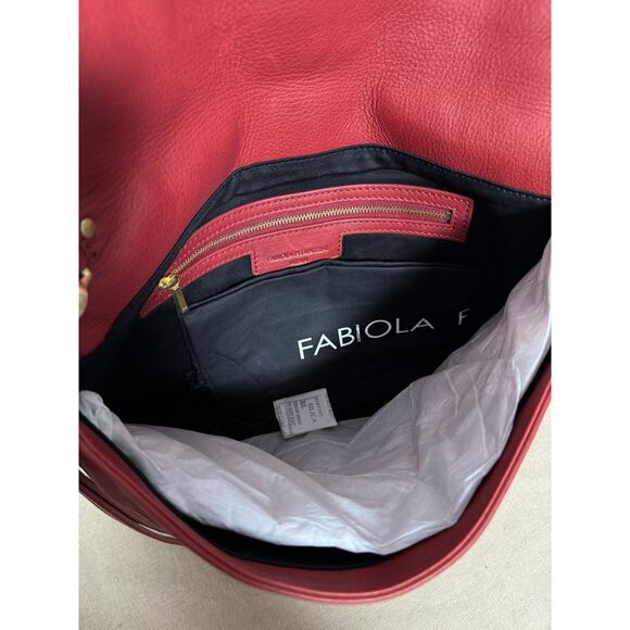 Fabiola Pedrazzini Clutch Wristlet Womens One Size Red Leather Envelope Studded - Picture 7 of 10